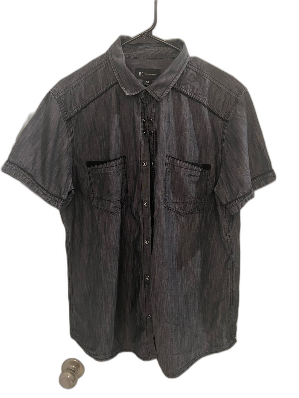 INC International Concepts Men’s XL Black Short Sleeve Utility Shirt